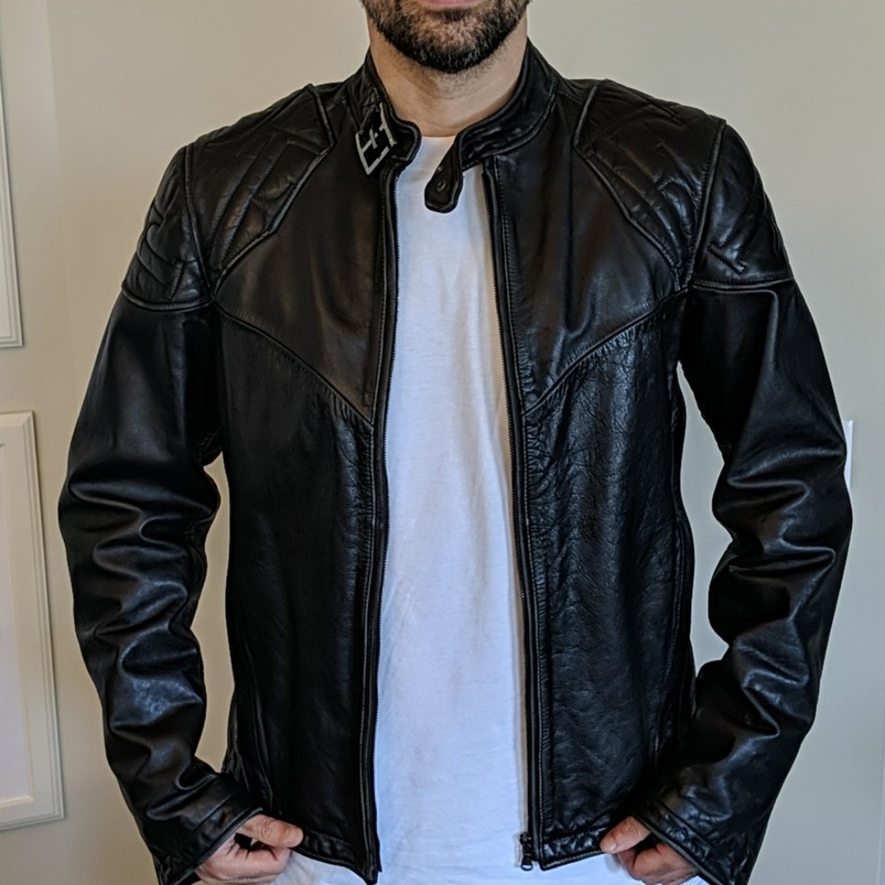Gianfranco Ferre Black Leather Moto Jacket